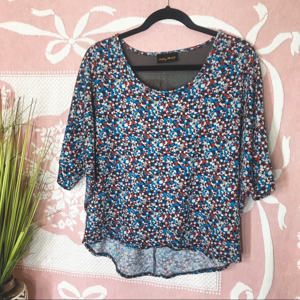 Lindsey Michelle floral shirt front long back top